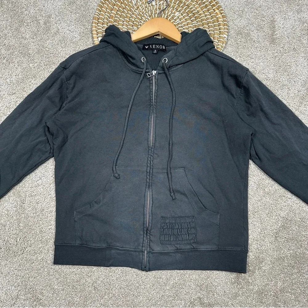 Venor Women’s Full Zip Hoodie Jacket Dark Gray Cotton Drawstring Hunting Size S - Image 4