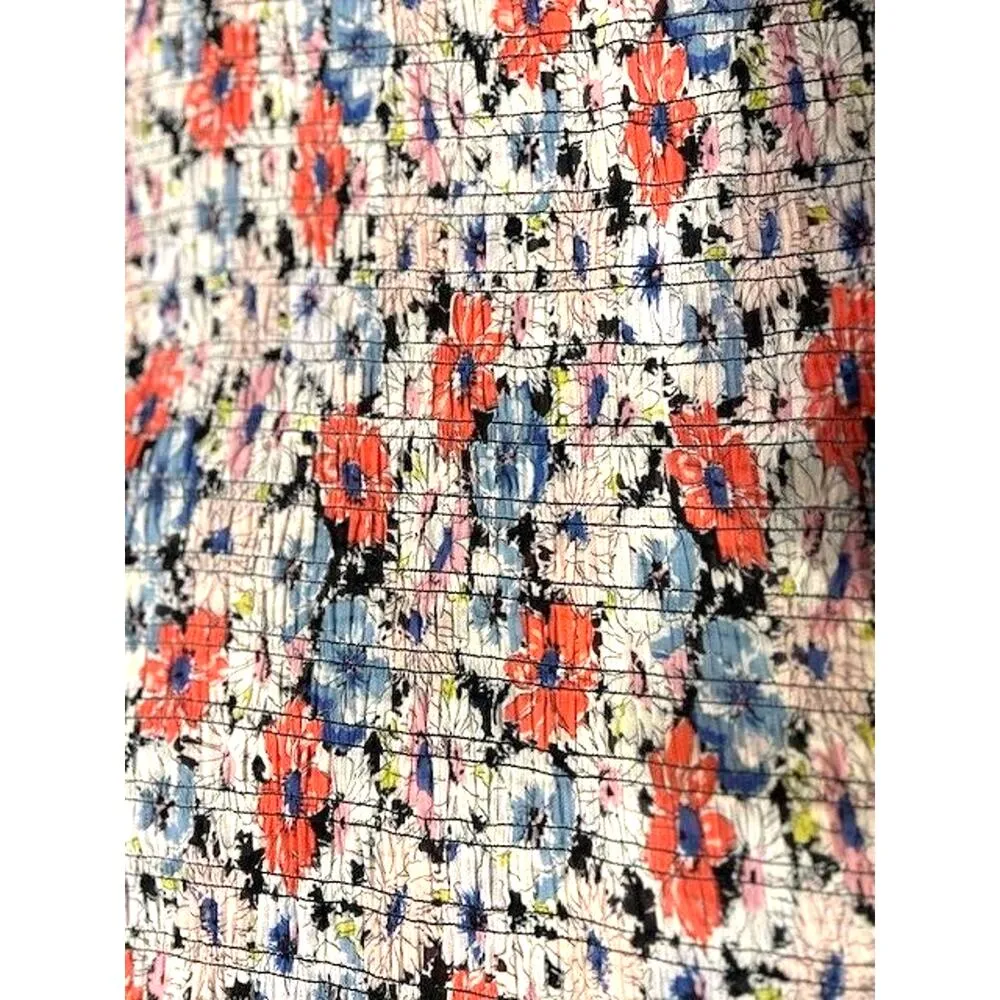 VERONICA BEARD Cici Ruched Smocked Ruffle Sleeve Floral Flower Mini Dress 0 - Image 3