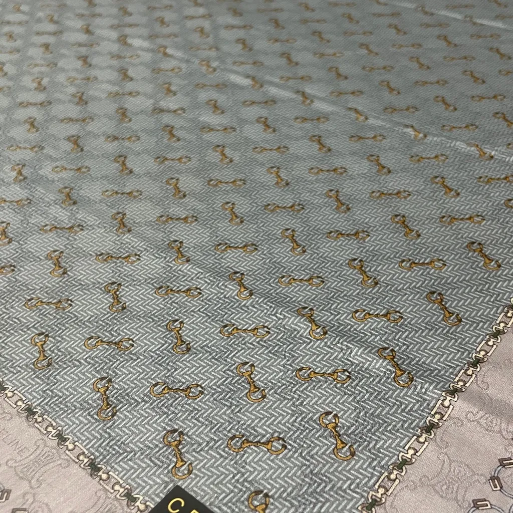 Celine Gray and Blue Patterned Handkerchief - Image 3