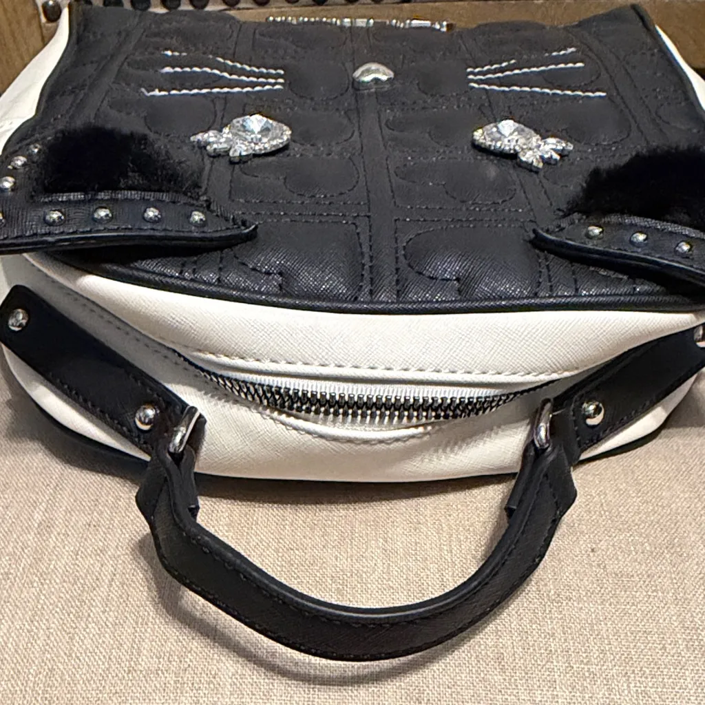 Betsey Johnson Quilted Black and White Cat Backpack - Image 9