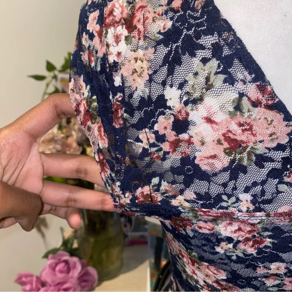 Love Culture whimsical gothic fairycore floral print square neck crop top - Image 7