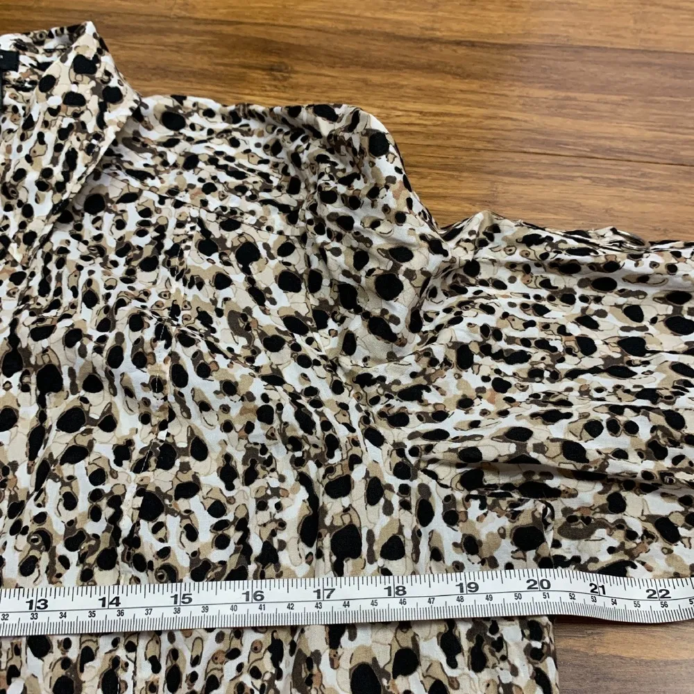 Ann Taylor Animal Print 3/4 Sleeve Button Down Shirt Womens 12 Top Blouse Cotton - Image 7