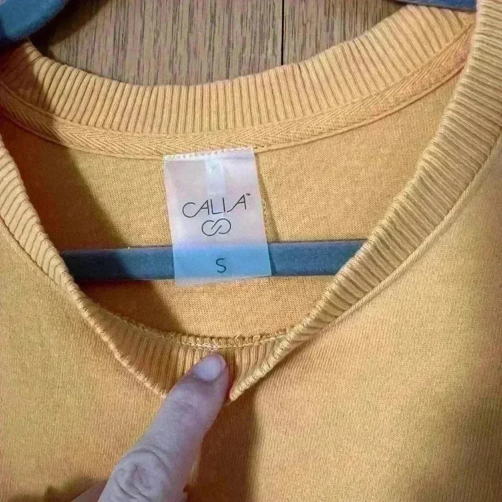 Calia Dress Womens S Extended Shoulder Midi Tank Cinched Waist Pockets Yellow Orange - Image 2