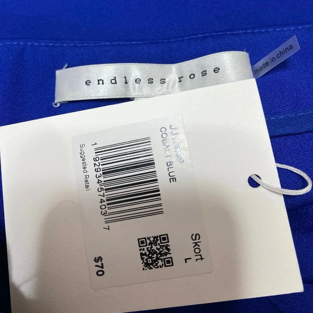 NEW Endless Rose Blue High Waisted Slit Tennis Golf Mini A-Line Skirt Skort Sz L - Image 4