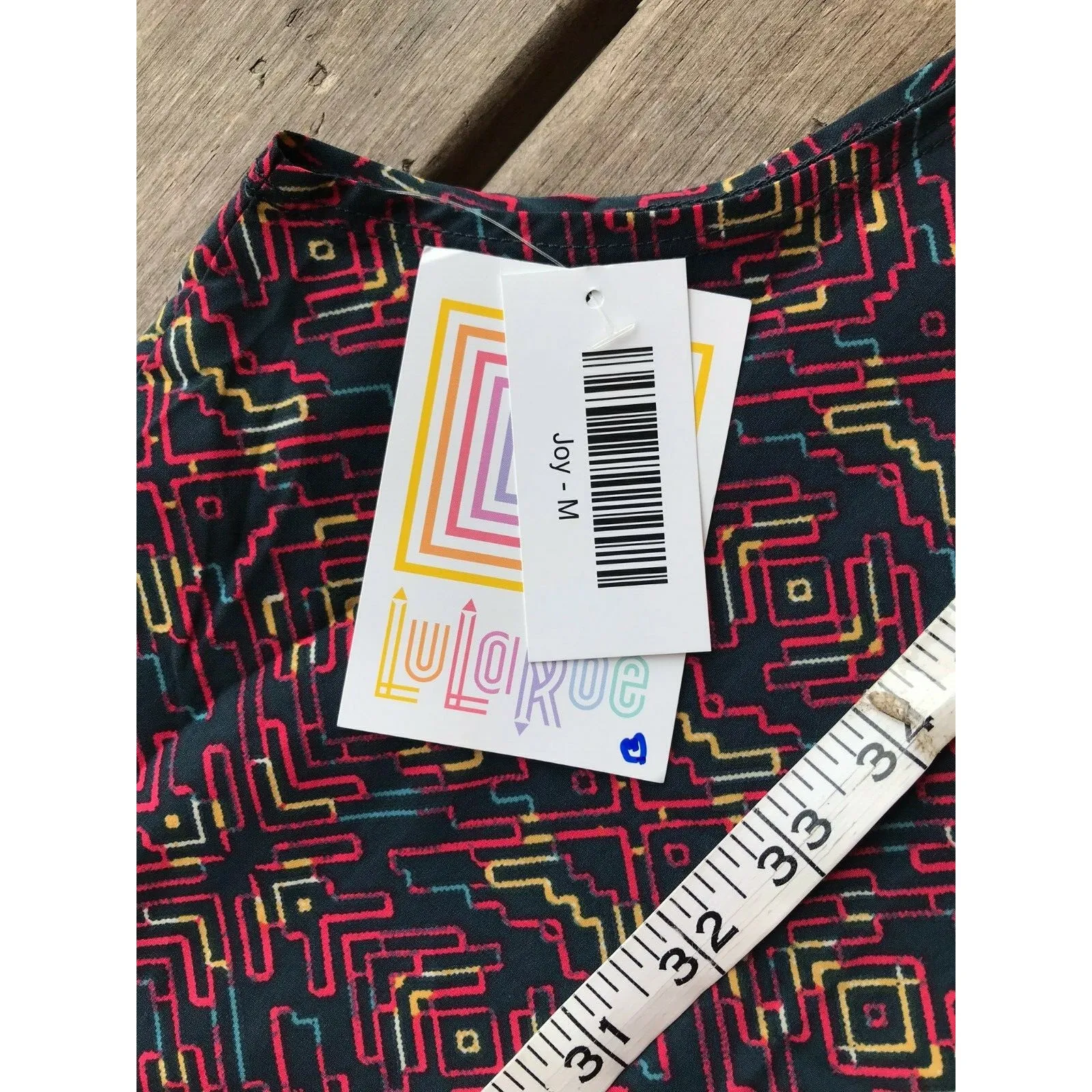 LuLaRoe Womens Duster Medium‎ Joy Long Vest Geometric Maze Print Colorful NEW - Image 5