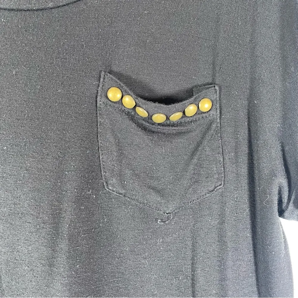 Monteau Black Scoop Neck Shirt Short Sleeve Oversized Studded Size Medium - Image 3