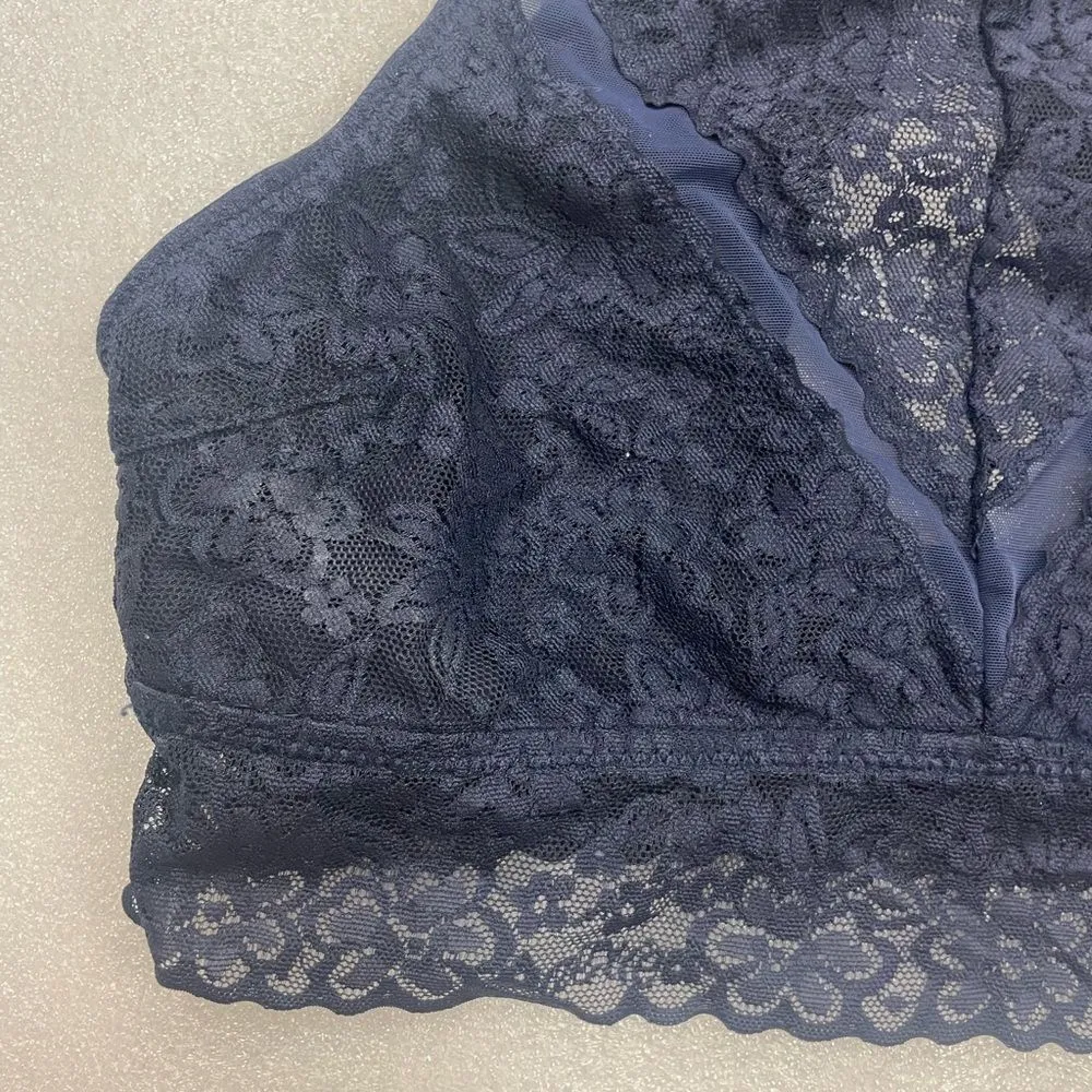 Bundle of Aerie Blue Lace Bralettes Bandeau and High Necklace - Image 7