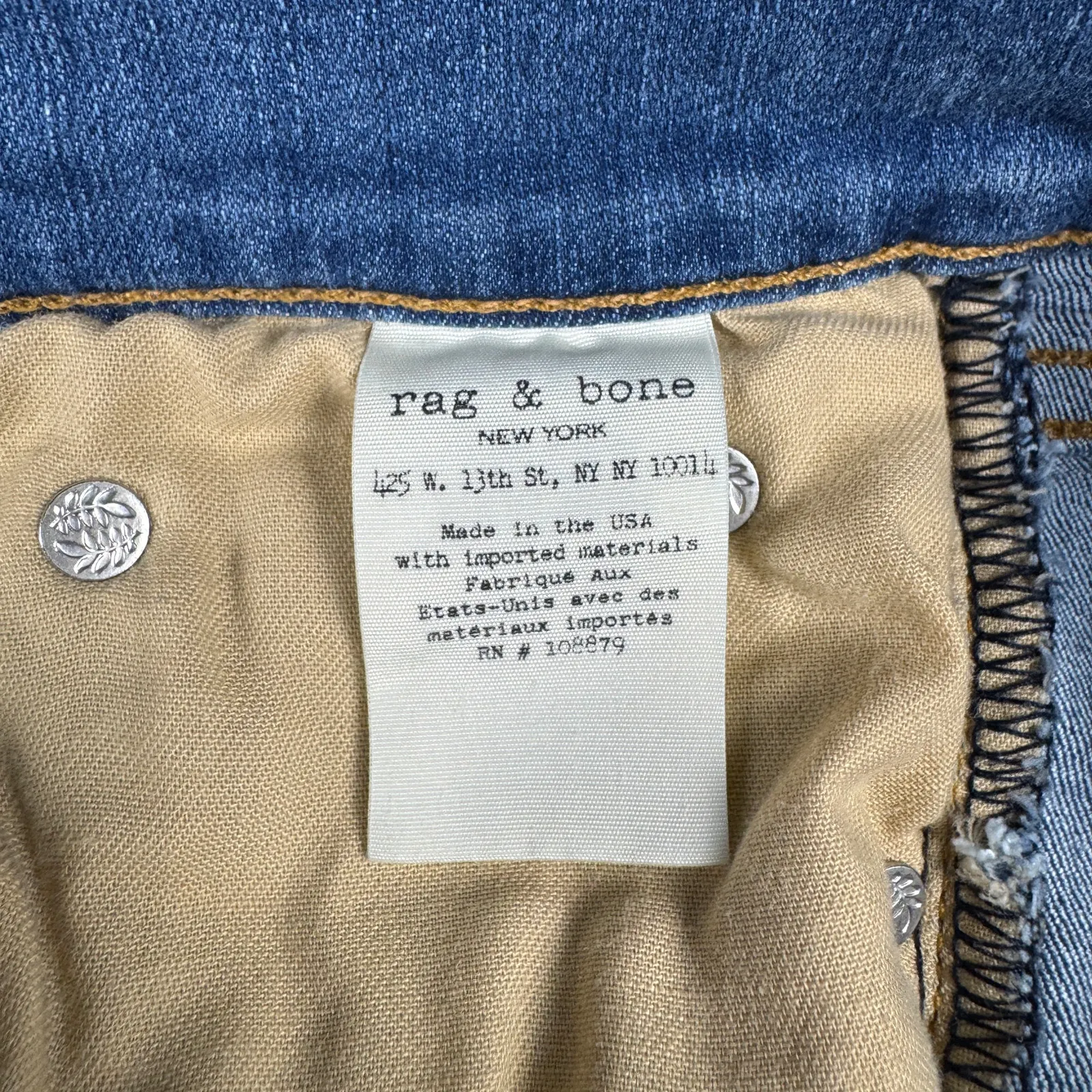 Rag & Bone High‎ Rise Skinny Jeans Women’s Size 30 Blue Alibi Distressed Hem USA - Image 11