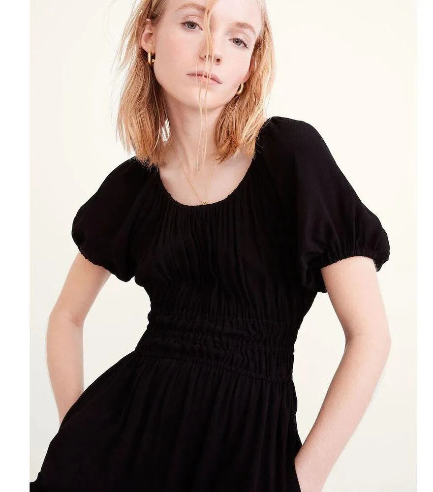 Madewell Sophia Jumpsuit Black Wide Leg Short Sleeve Womens Small Flowy Viscose - Image 3