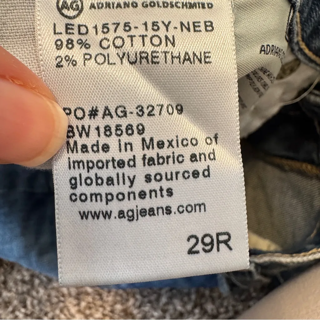 AG Adriano Goldschmeid Blue Distressed Ex-Boyfriend Slim Jeans Womens 29 Casual - Image 4