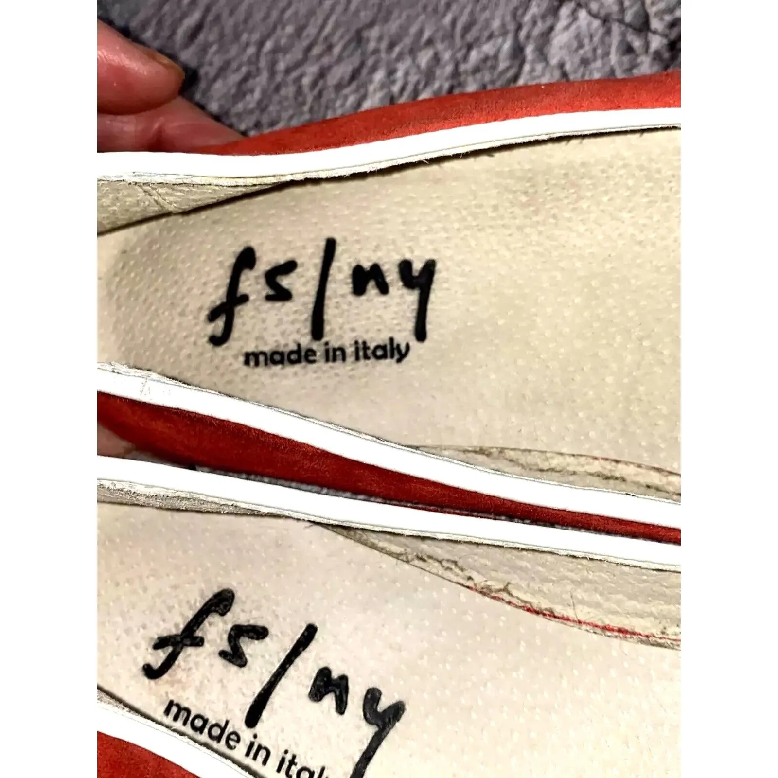 French Sole FS/NY Tomato Red Suede White Trim Bow Loafer Shoes Made Italy - Image 7