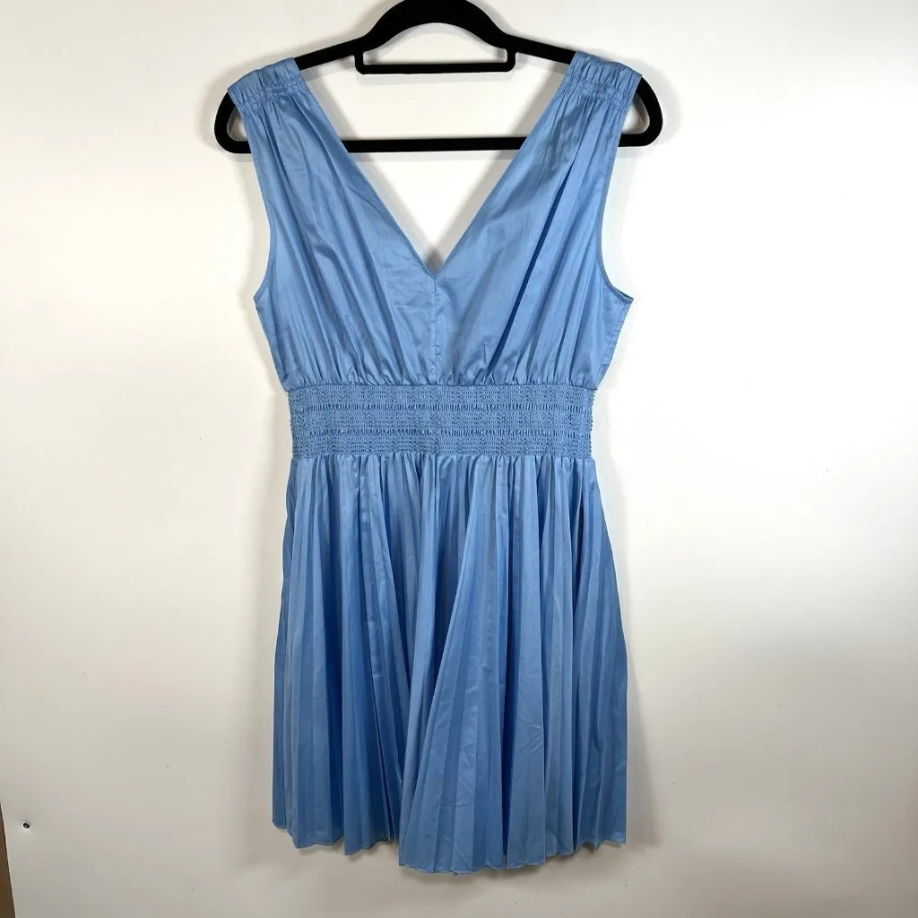 $345 Rebecca Taylor  Blue Smocked Waist Dress Women’s‎ Size Medium Designer - Image 11