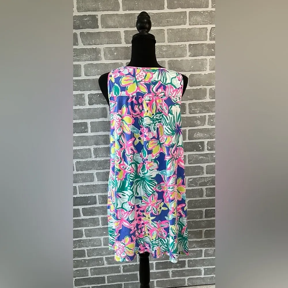 LILLY PULITZER BLYTHE TANK DRESS MINI CASA AZUL FLORAL PRINT WOMENS SIZE LARGE - Image 5