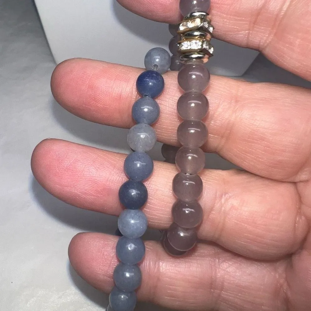 Set‎ of Two Gem Bead Stretch Bracelets Purple - Image 7