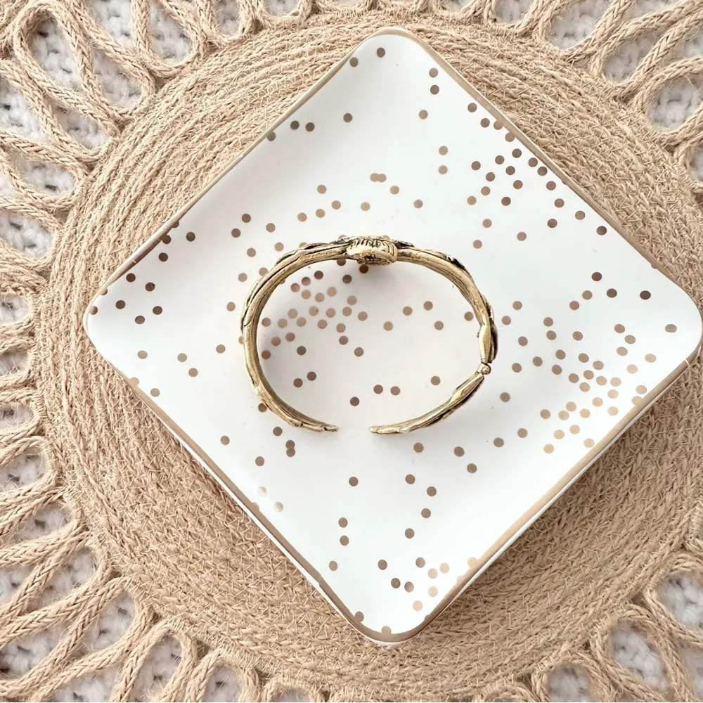 Gold Tone Phoenix Eagle Bird Eye Southwestern Native Hinge Cuff Bracelet - Image 4