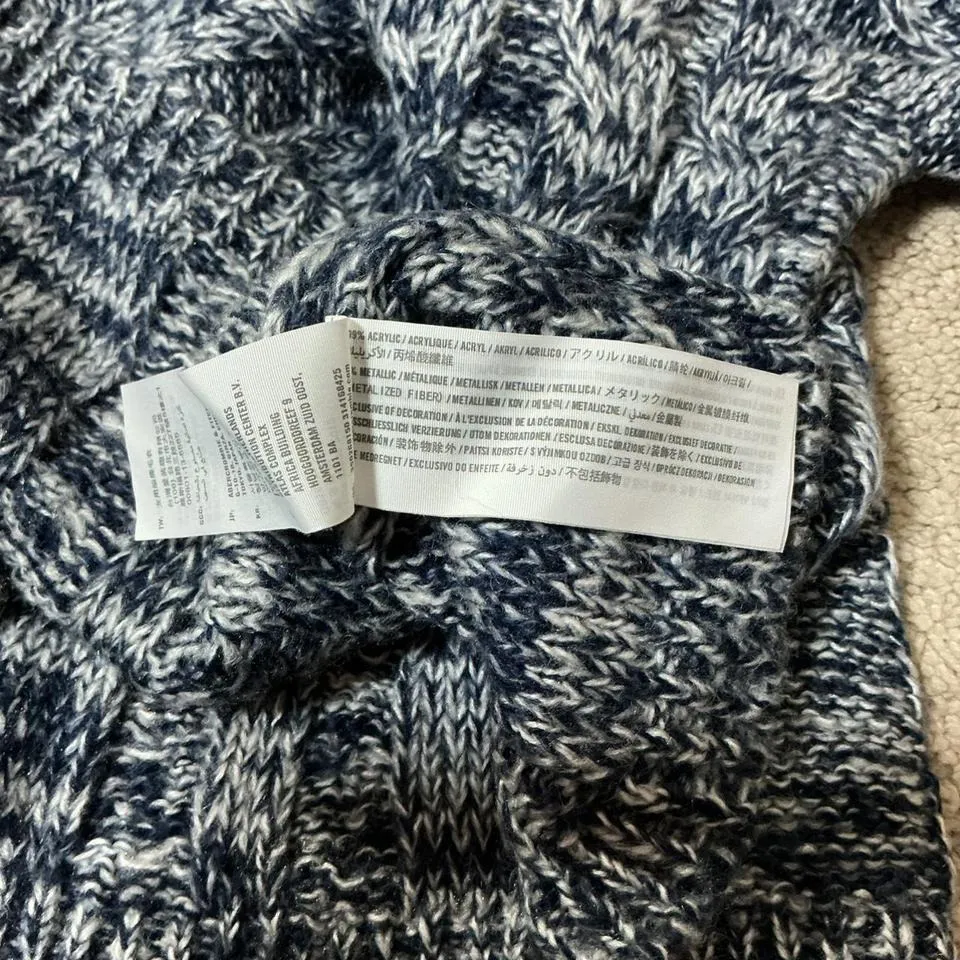 Hollister Marled Cable Knit Mock Neck Sweater Womens XS Blue Green Metallic - Image 5