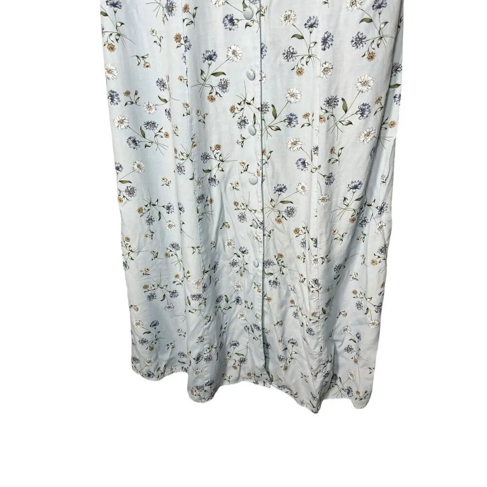 Vintage 80s E.D. Michaels by Melanie Drucker Blue Floral Maxi Dress Size 12‎ - Image 3