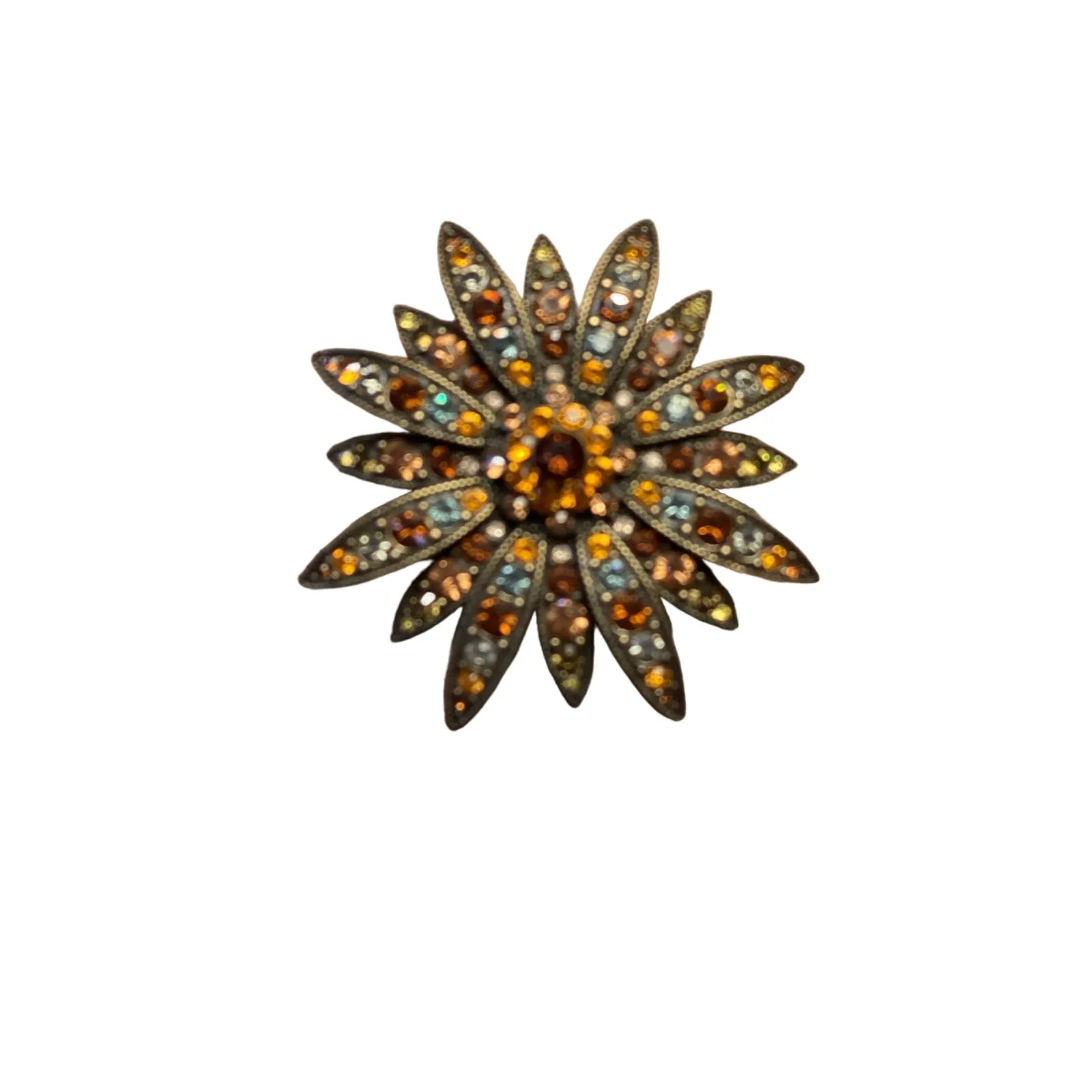 Joan Rivers Vintage Swarovski Crystal Sparkle Starburst Brooch Pin Set Bronze - Image 10