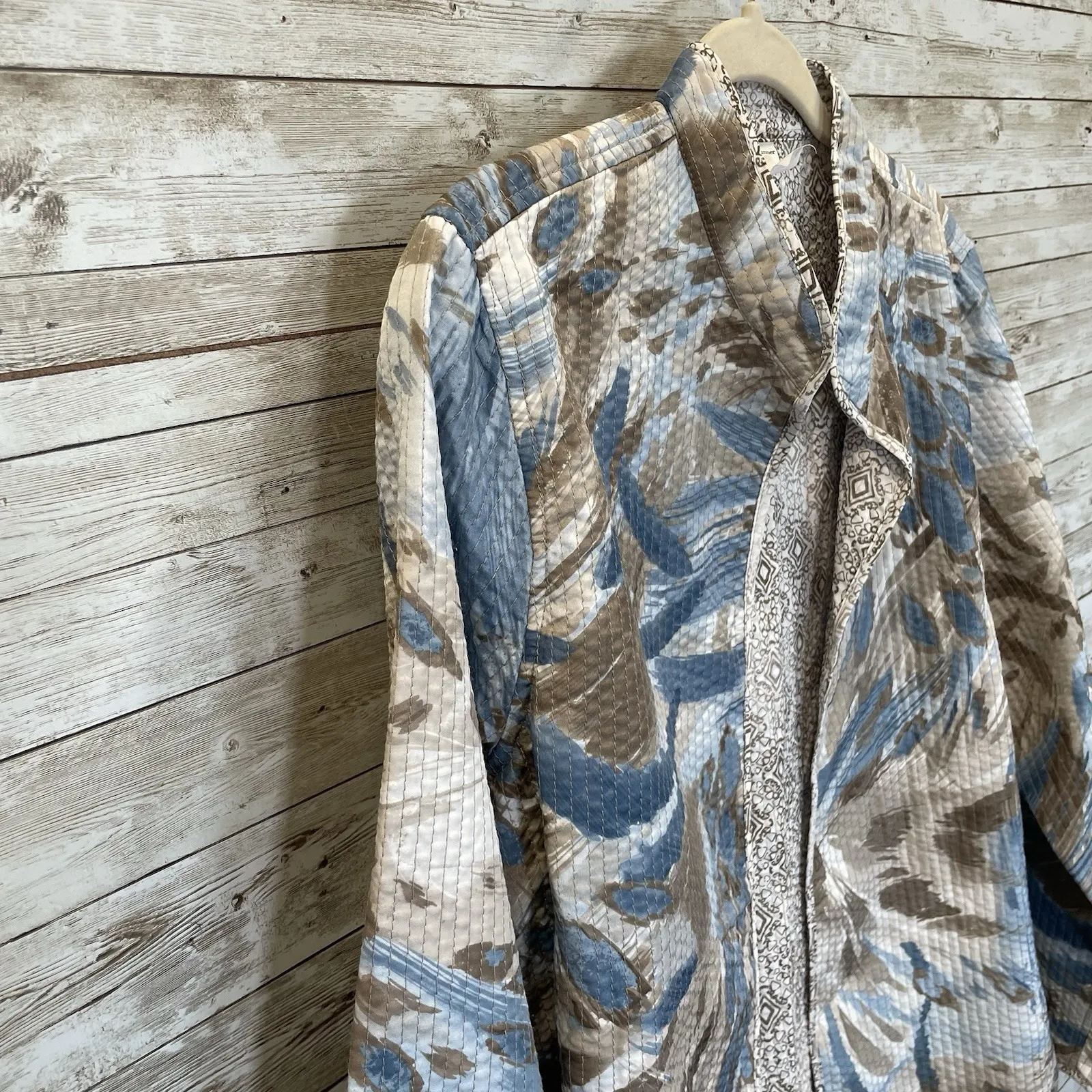 Alfred Dunner Womens 14 Jacket Quilted Reversible Open Front Blue Brown - Image 3