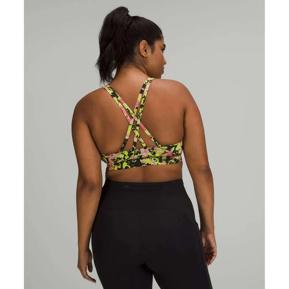 Lululemon Energy Bra Yellow Black Floral Luxtreme Racerback Sports Bra Size 6 - Image 4