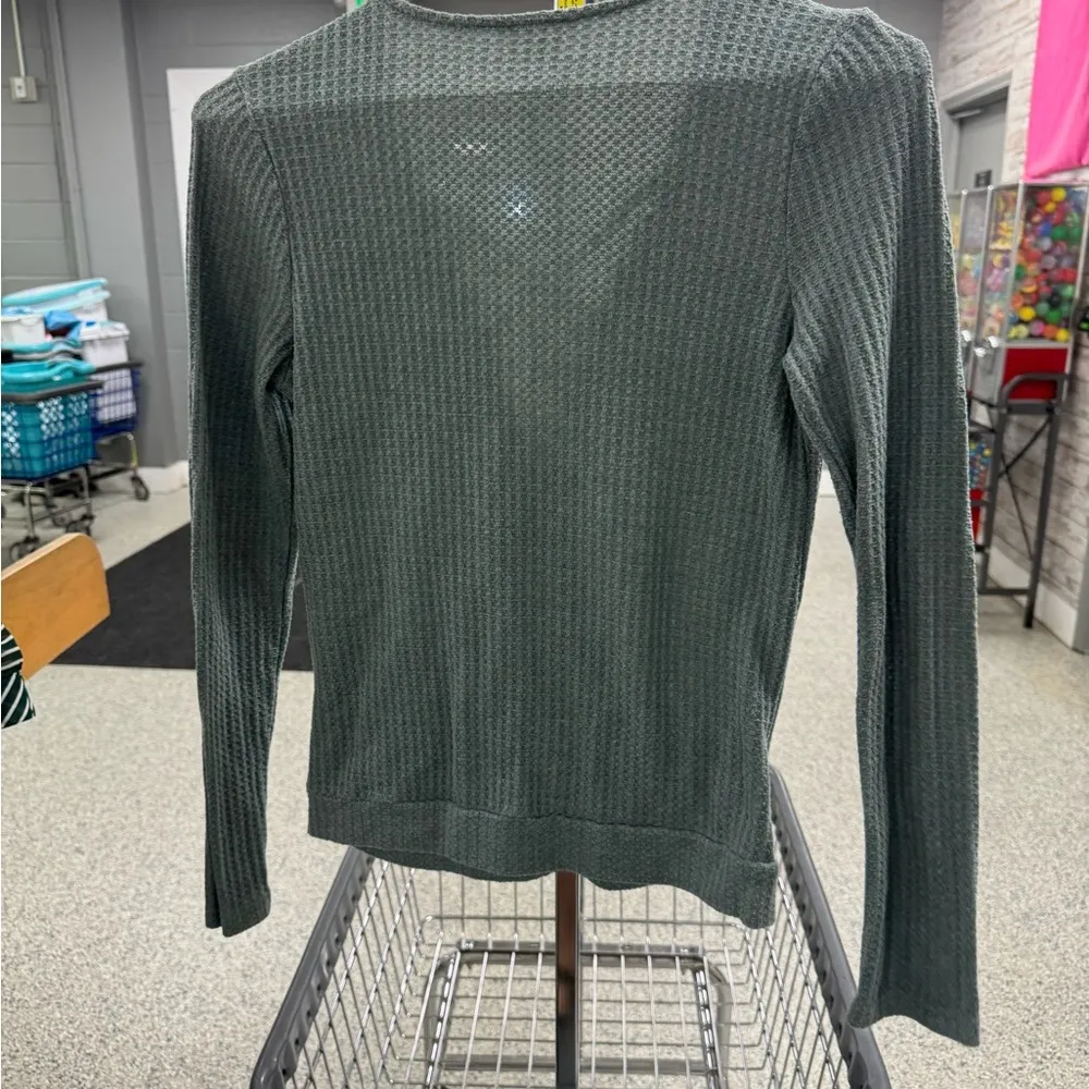 Hem & Thread Green V-Neck Sweater with Wrap Design - Image 2