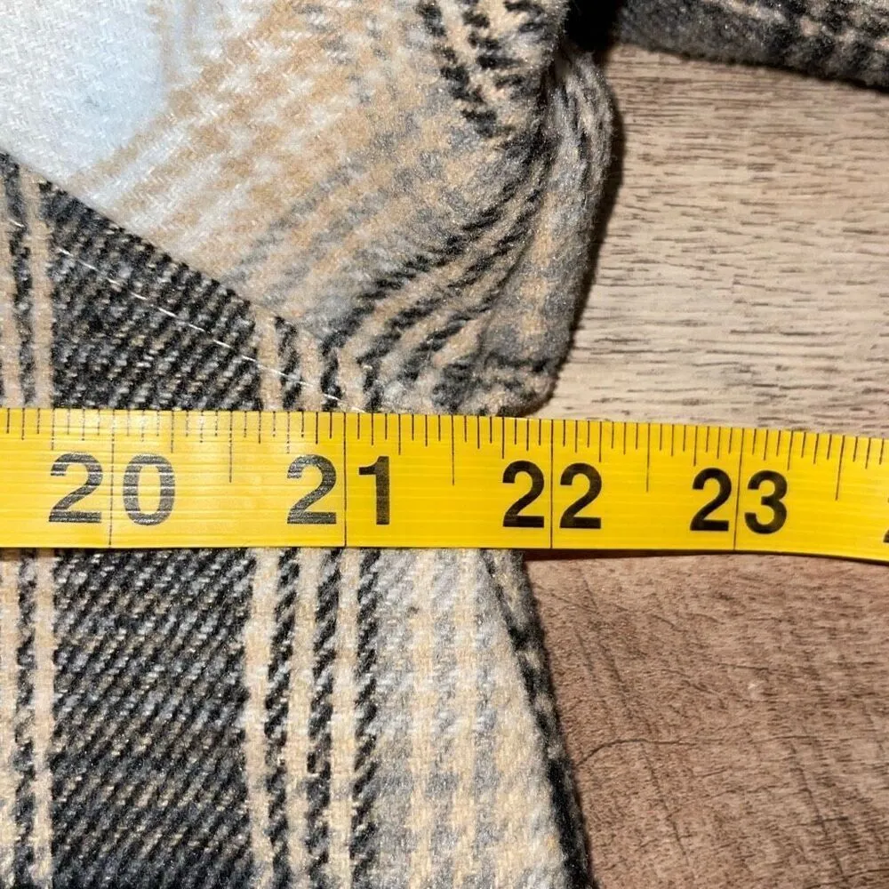 Grace + Karma Womens Plaid Flannel‎ Button Down Shacket Jacket Multicolor Medium Tan - Image 9