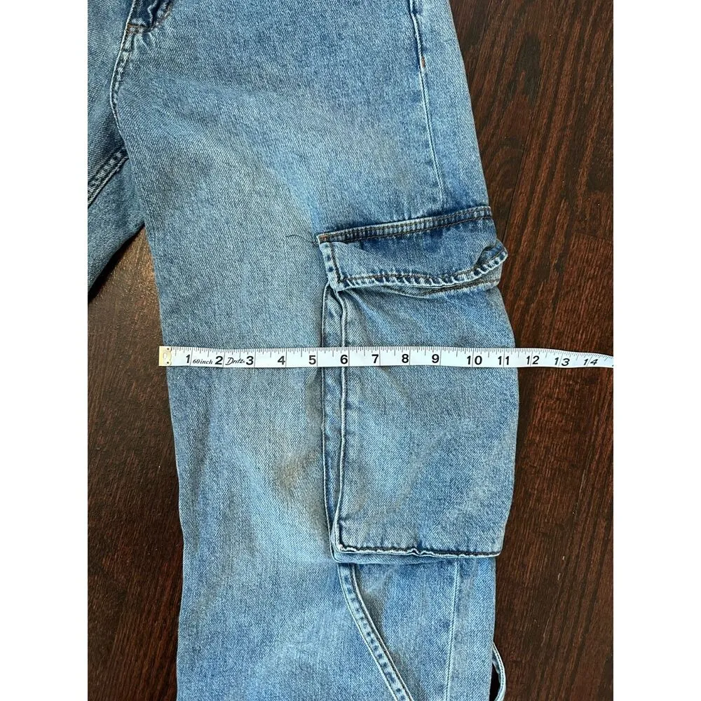S.O.N.G Y2K Style Denim Cargo Jeans Size 28 Blue - Image 11