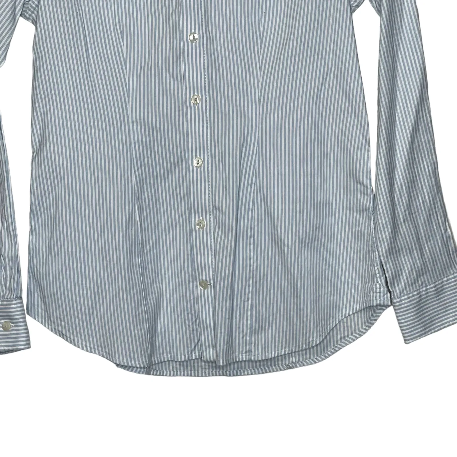 Southern Tide Shirt Size 4 Blue‎ White Striped Cotton Stretch Blend Womens LS - Image 4
