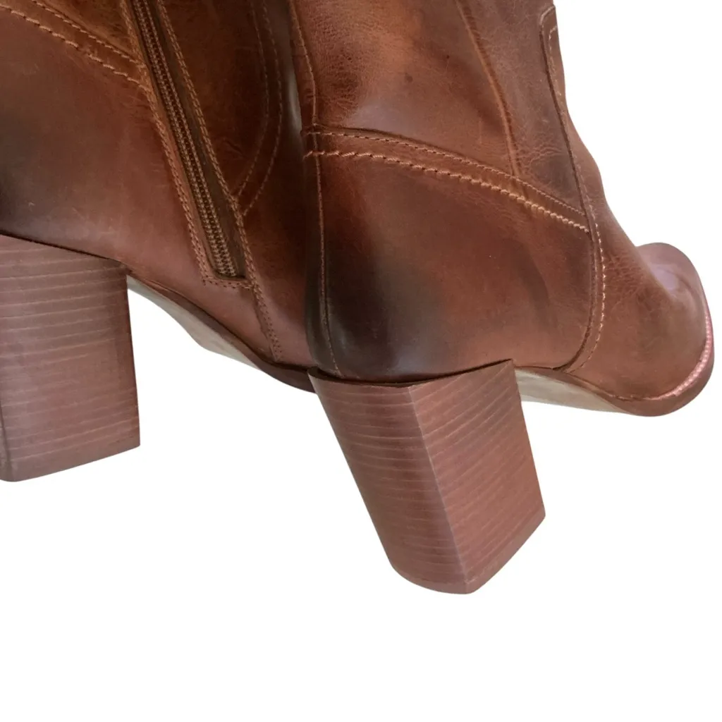 Diba true true do knee high boot in cognac distressed Leathe block heel size 9 - Image 6