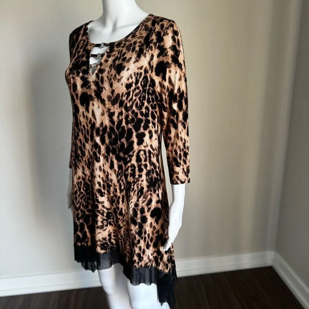 Cable & Gauge Leopard Print Asymmetrical Dress NWT - Image 3