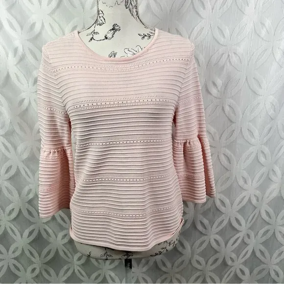 White House Black‎ Market Drama Sleeve Pointelle Sweater Size XS - Image 3