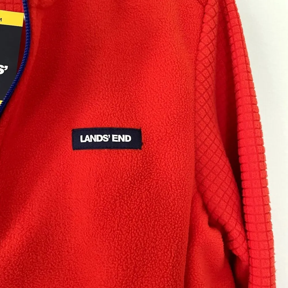 NWT Lands' End bright orange blue full zip sweater fleece pockets women size M - Image 5