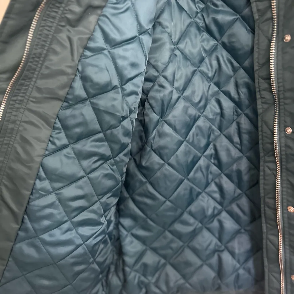 Anthropologie Blank‎ NYC Faux Fur Collar Bomber Jacket Teal Full Zip Small NWT - Image 8