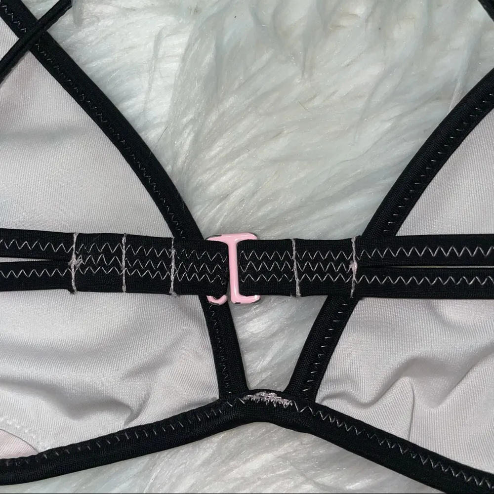 Victoria’s Secret String Bikini Top Pink Black Size Small - Image 4
