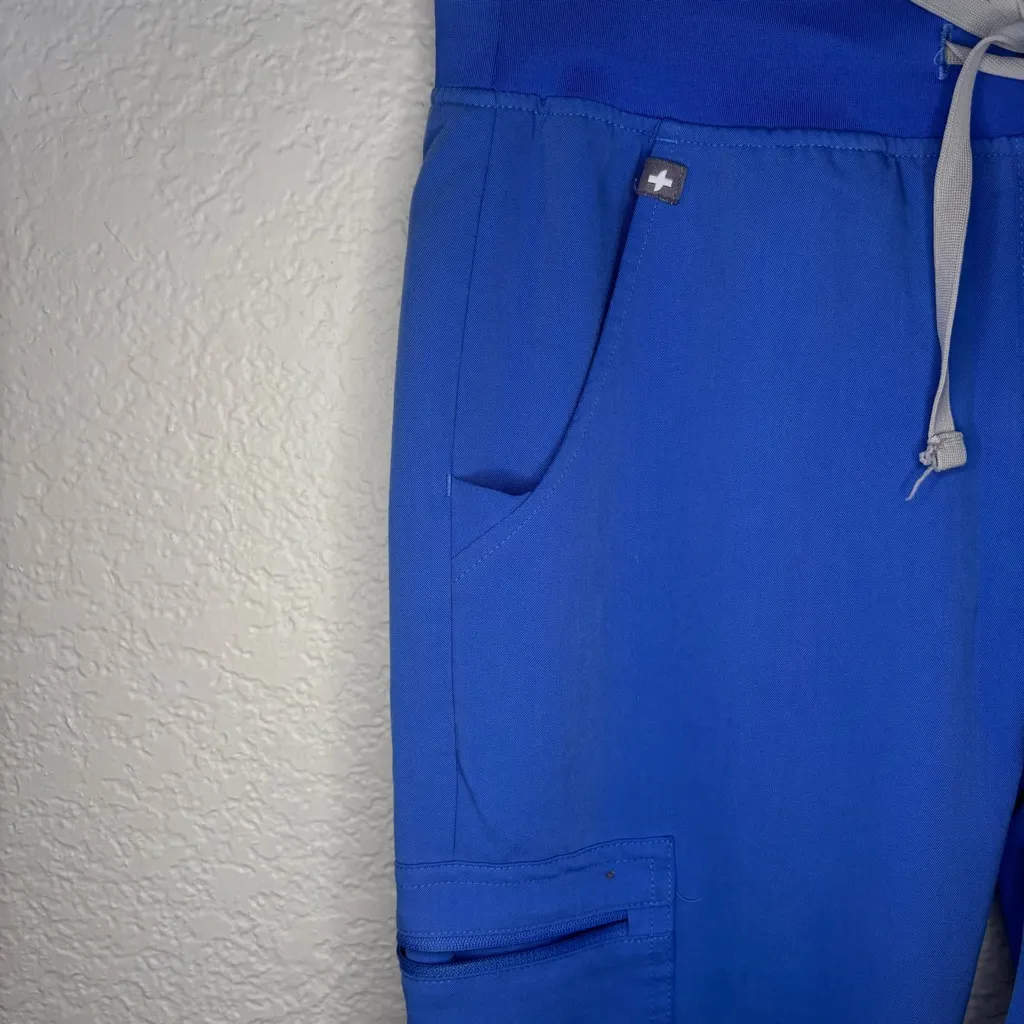 Figs Zamora Blue Jogger Pants with Gray Drawstring - Image 6