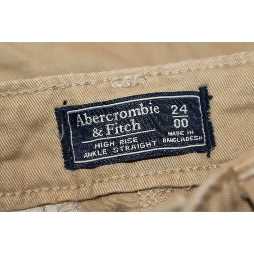 Womens Abercrombie & Fitch High Rise Ankle Straight Pants Khaki Pink Size 24 00 - Image 3