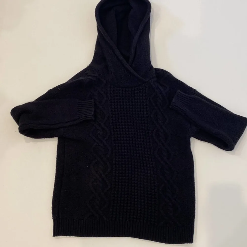 Roxy Thick Women’s Cable Knit Black Hooded Sweater EUC Sz S Cotton Pullover - Image 9
