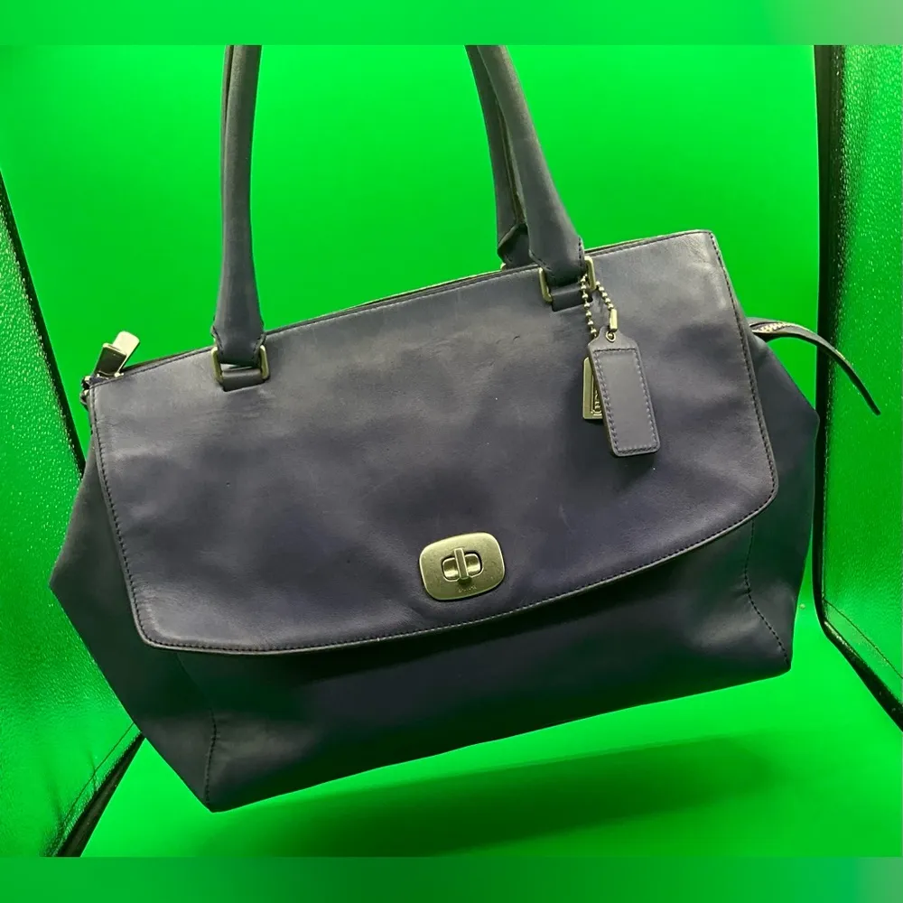 A Rare COACH Legacy Leather Large Harper Triple Zip Satchel Purple handbag - Image 2