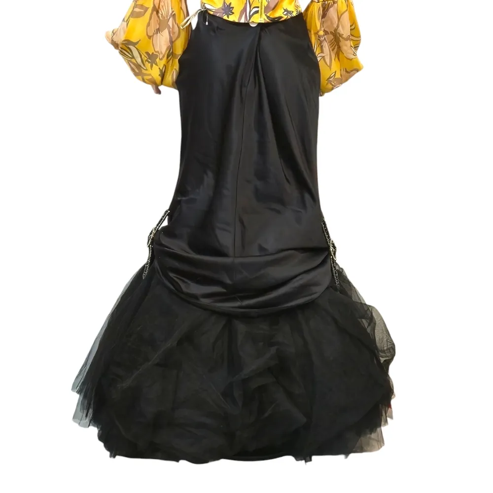 Tiffany Designs Black Maxi Skirt Side Rhinestone Buckle Design Sz 12 - Image 10