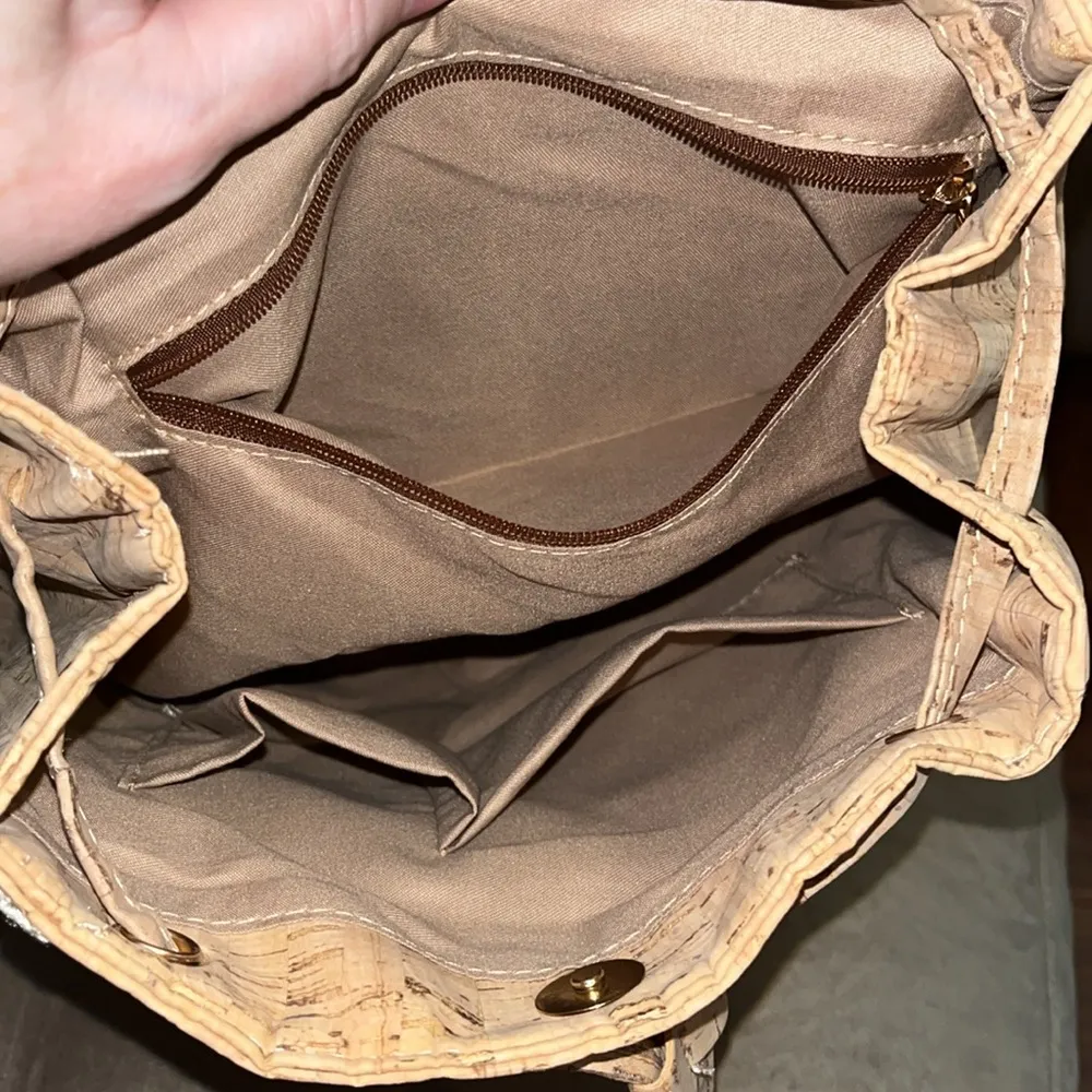 NEW! Corkcho vegan cork backpack. Neutral tone with tropical floral flap. - Image 15