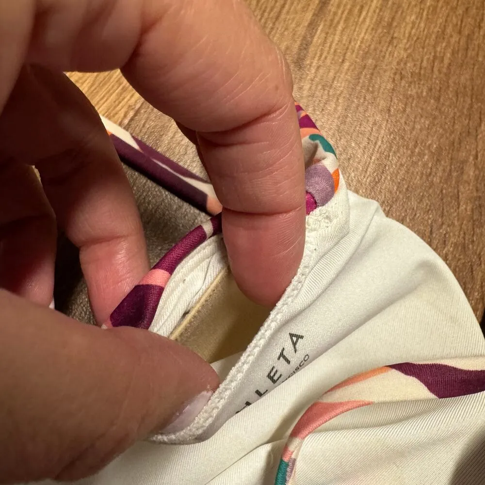 Athleta Womens Purple Floral Lace Up Tankini Swim Suit Top Size Small Tall ST - Image 6