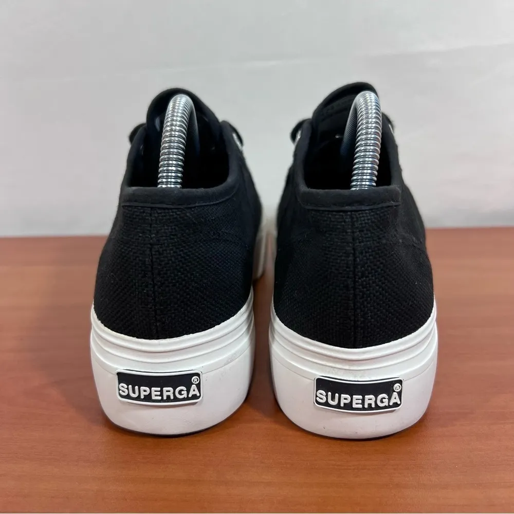 Superga Canvas Platform Core Black White Women’s Size 6 #925 - Image 6
