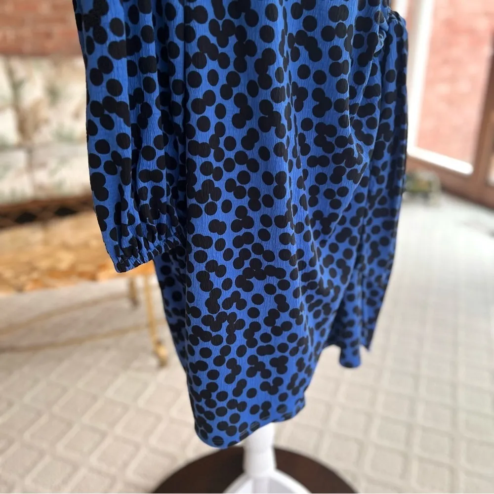 NWT Ava & Viv Dress Faux Wrap Polka Dot XXL Blue Long Sleeve Side Tie Cocktail - Image 15