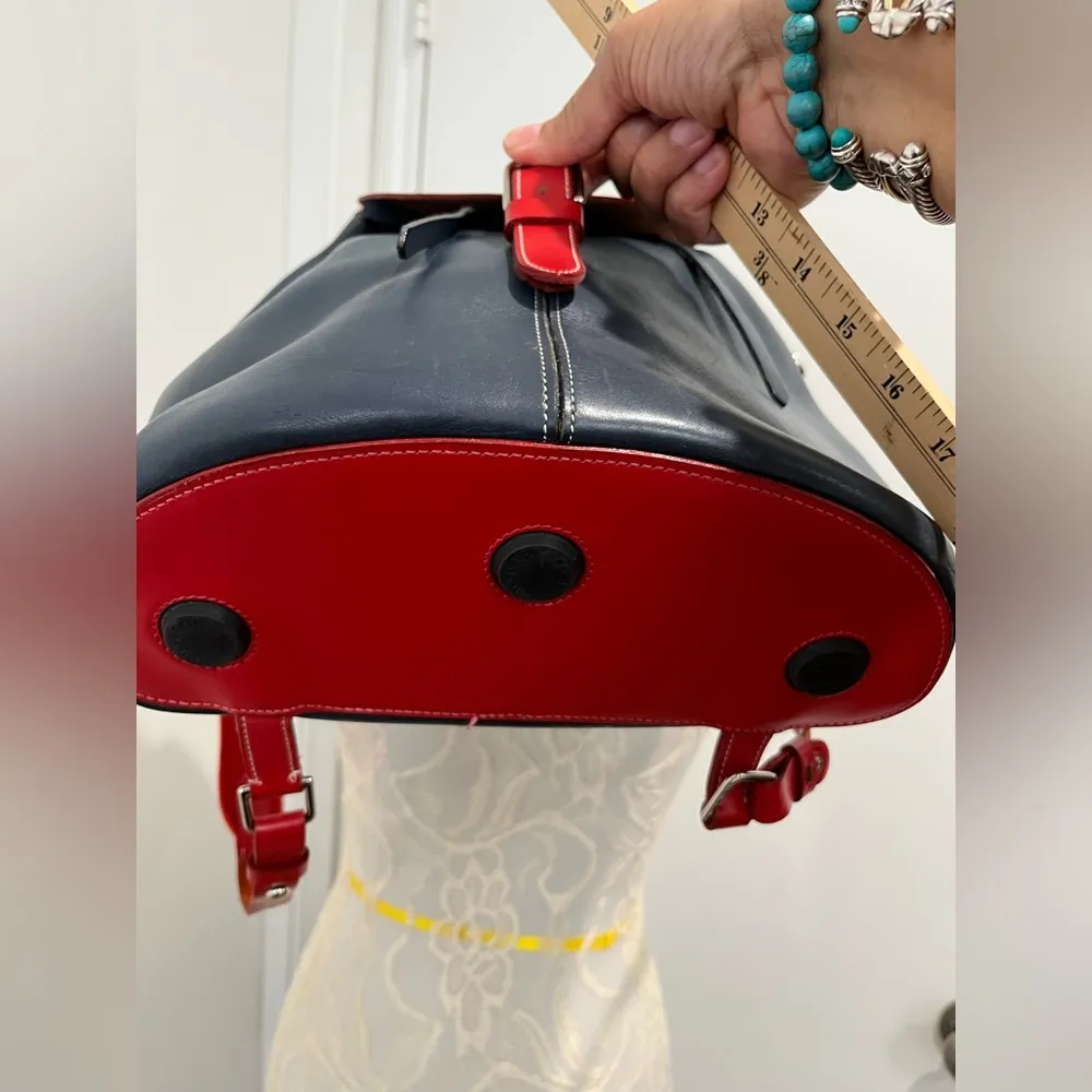 Dooney & Bourke Vintage Red and Blue Leather Mini Backpack Made in USA Rare Find - Image 6