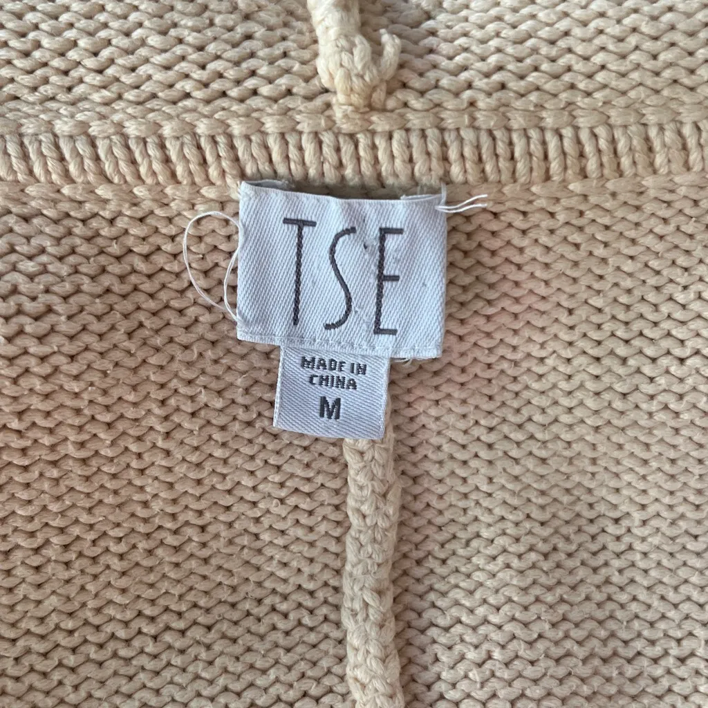 TSE Beige Knit Sweater Coat Size Medium - Image 5