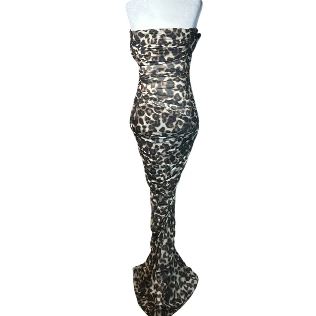 SER.O.YA Sasha Maxi Dress in Spotted Bengal Small New Womens Gown Brown - Image 6