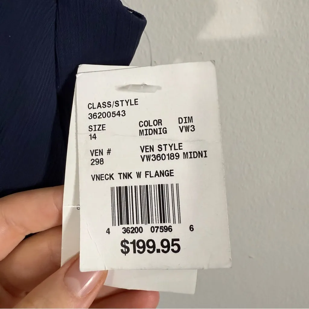 NWT White by Vera Wang Ruffled Surplice Bodice Maxi Dress Midnight Blue Navy 14 - Image 8