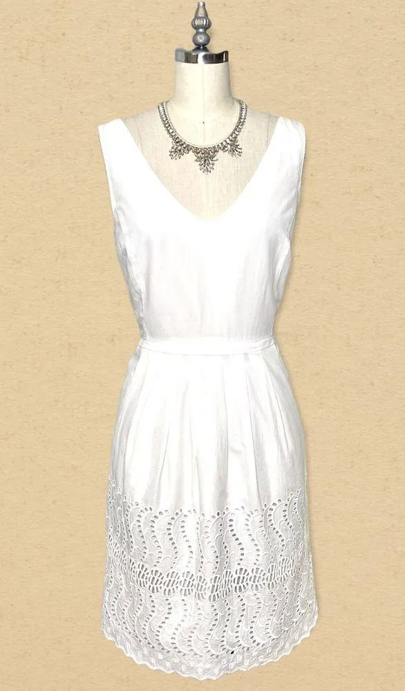 J. Crew White Delaney Eyelet Shift Dress with Pockets 4 Small - Image 3