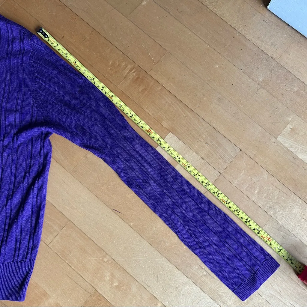 Cable & Gauge Lightweight, Silk, Ribbed Turtleneck Sweater, Purple, Size L - Image 10
