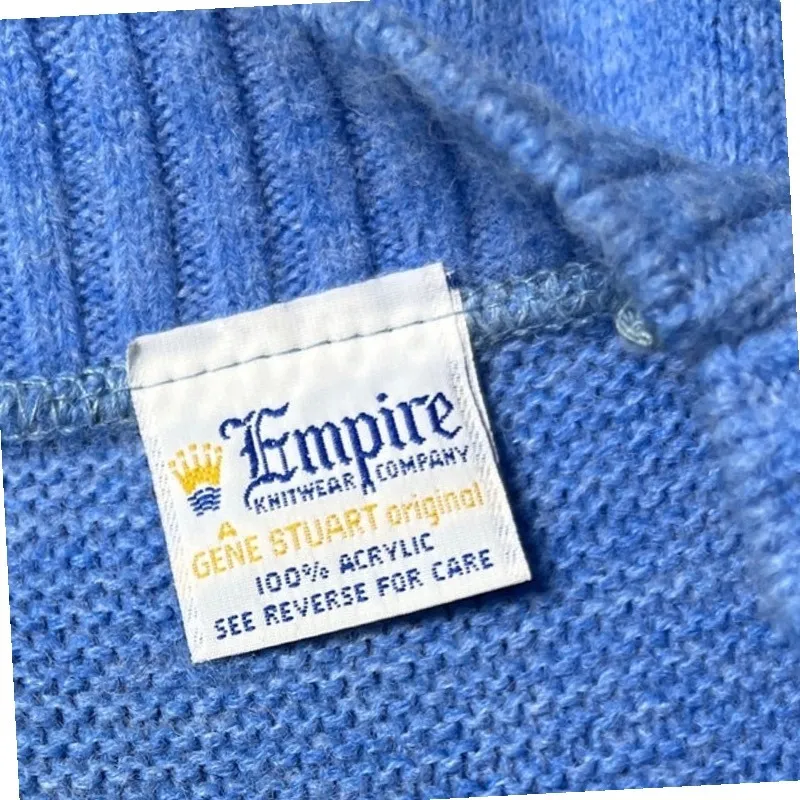 Vintage Empire Knitwear Blue Sweater Gene Stuart Original 70 Acrylic Pullover XS - Image 6